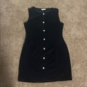 PrettyGarden Black Button-Front Midi Dress - FITS L/XL